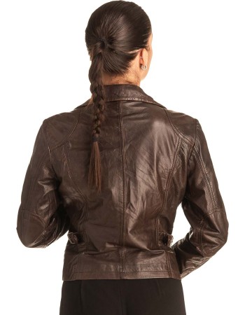 Γνήσιο Γυναικέιο Δερμάτινο Μπουφάν - T551