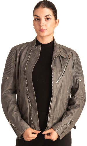 Γνήσιο Γυναικέιο Δερμάτινο Μπουφάν - T552