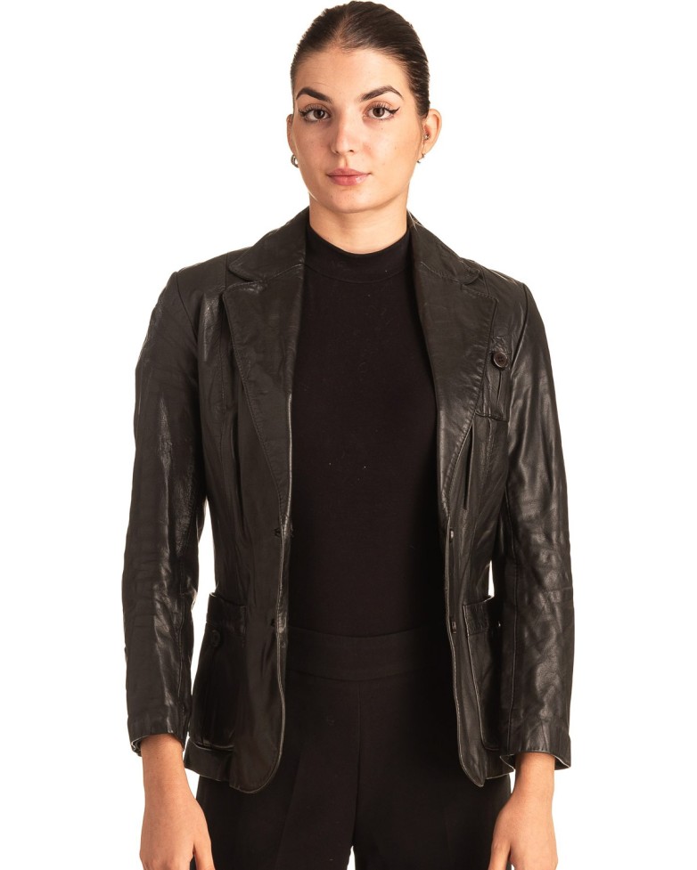 Γνήσιο Γυναικέιο Δερμάτινο Σακάκι - T553