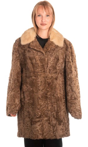 Γνήσια Γυναικεία Φυσική Γούνα με Βιζόν Γιακά  - X308