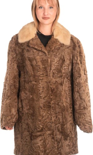 Γνήσια Γυναικεία Φυσική Γούνα με Βιζόν Γιακά  - X308