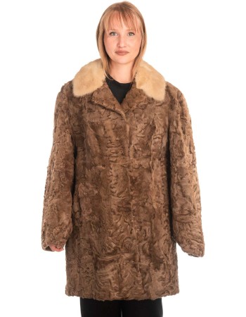 Γνήσια Γυναικεία Φυσική Γούνα με Βιζόν Γιακά  - X308