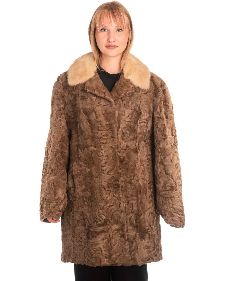 Γνήσια Γυναικεία Φυσική Γούνα με Βιζόν Γιακά  - X308