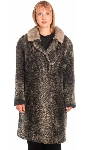 Γνήσια Γυναικεία Φυσική Γούνα με Βιζόν Γιακά  - X314