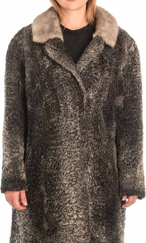 Γνήσια Γυναικεία Φυσική Γούνα με Βιζόν Γιακά  - X314