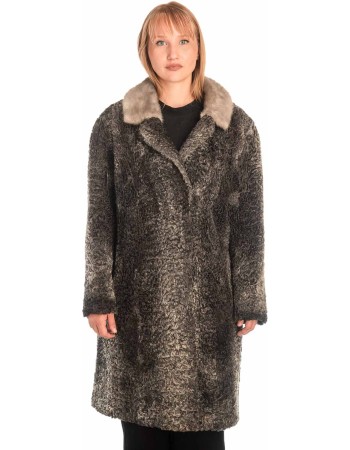 Γνήσια Γυναικεία Φυσική Γούνα με Βιζόν Γιακά  - X314