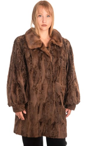 Γνήσια Γυναικεία Φυσική Γούνα με Βιζόν Γιακά  - X553