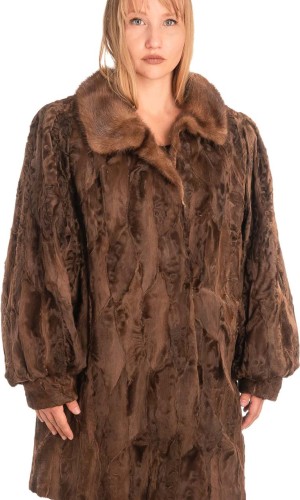 Γνήσια Γυναικεία Φυσική Γούνα με Βιζόν Γιακά  - X553