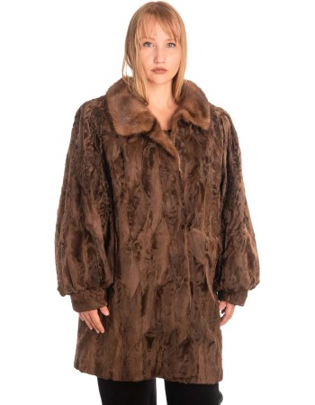 Γνήσια Γυναικεία Φυσική Γούνα με Βιζόν Γιακά  - X553