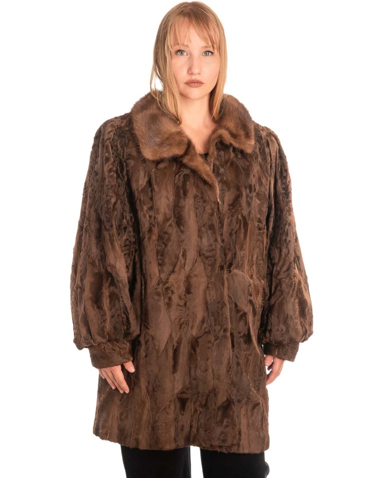 Γνήσια Γυναικεία Φυσική Γούνα με Βιζόν Γιακά  - X553