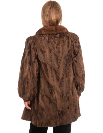 Γνήσια Γυναικεία Φυσική Γούνα με Βιζόν Γιακά  - X553