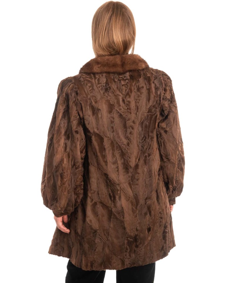 Γνήσια Γυναικεία Φυσική Γούνα με Βιζόν Γιακά  - X553