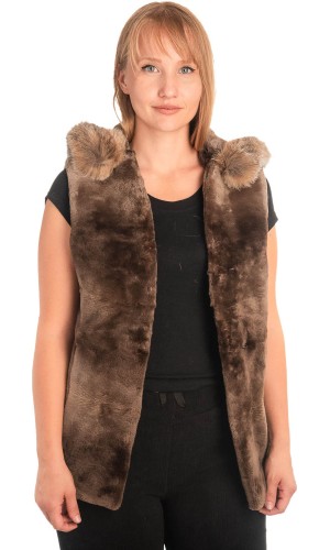 Γνήσια Γυναικεία Φυσική Γούνα Γιλέκο - X716