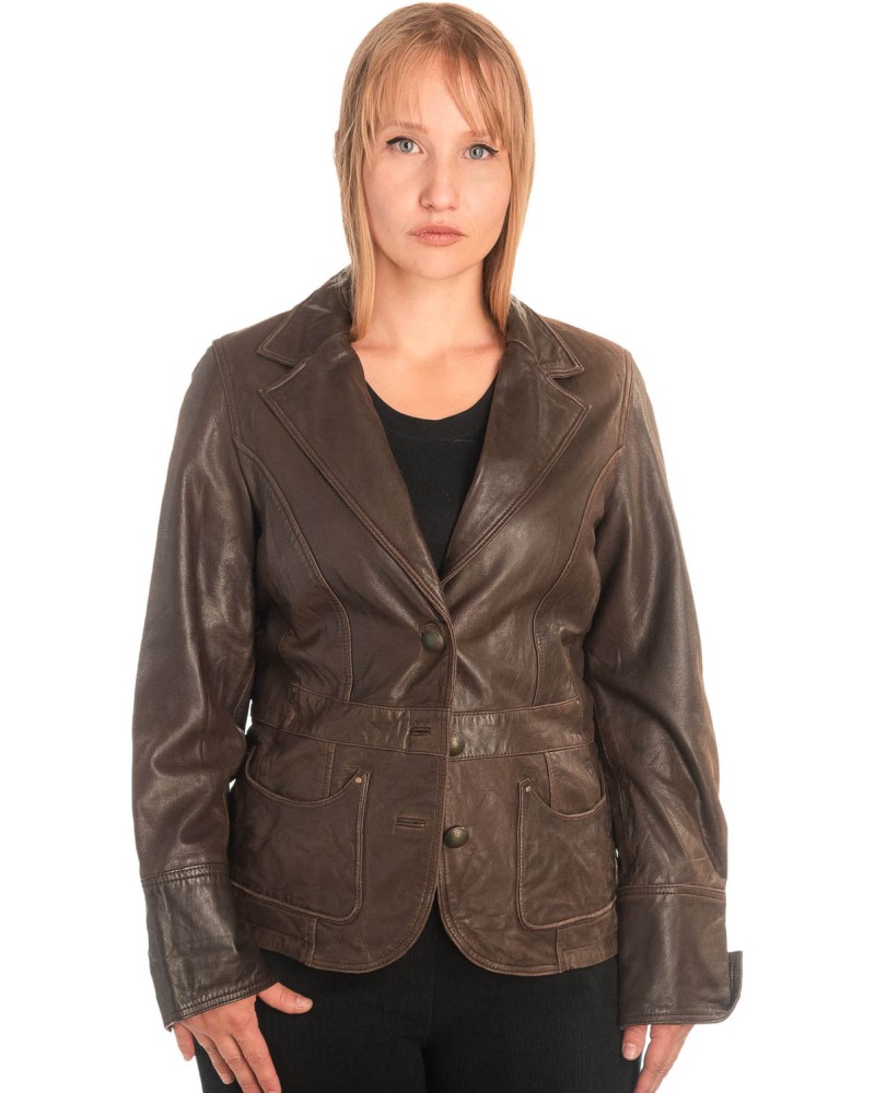 Γνήσιο Γυναικέιο Δερμάτινο Σακάκι - X752