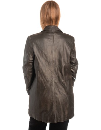 Γνήσιο Γυναικέιο Δερμάτινο Παλτό - X763