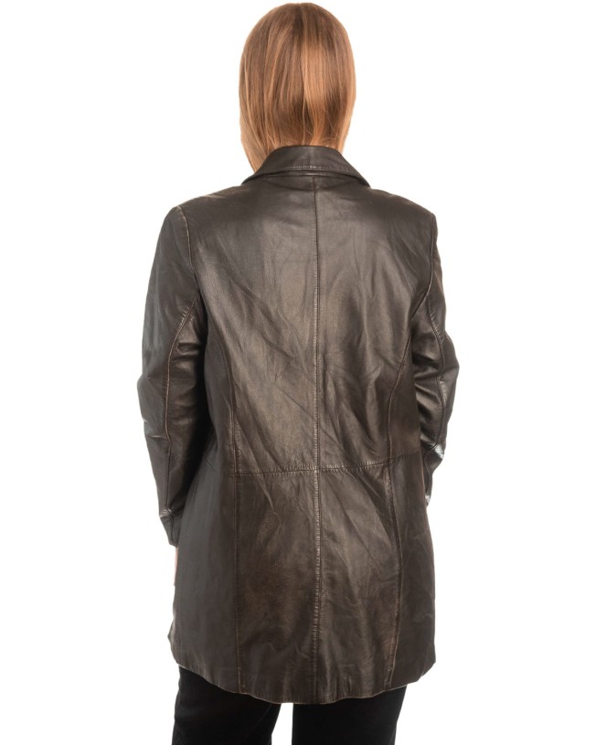 Γνήσιο Γυναικέιο Δερμάτινο Παλτό - X763