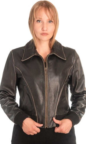 Γνήσιο Γυναικέιο Δερμάτινο Μπουφάν - X766