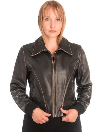 Γνήσιο Γυναικέιο Δερμάτινο Μπουφάν - X766