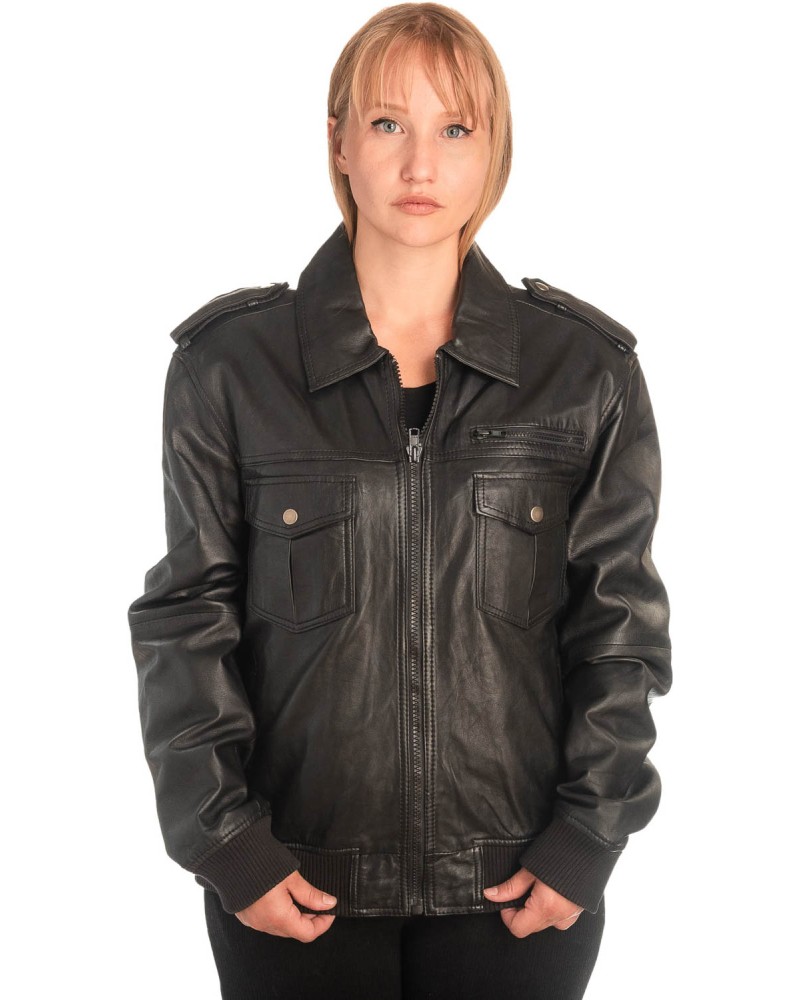 Γνήσιο Γυναικέιο Δερμάτινο Μπουφάν - X779