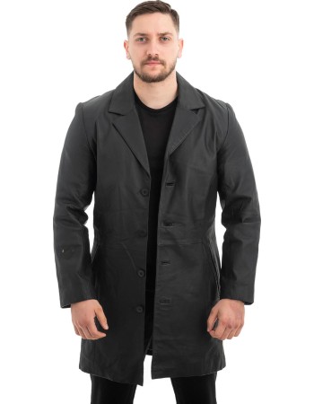 Γνήσιο Ανδρικό Δερμάτινο Παλτό - Z452