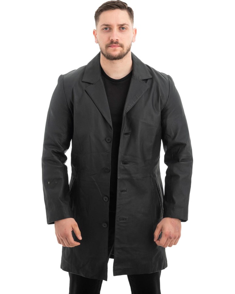 Γνήσιο Ανδρικό Δερμάτινο Παλτό - Z452