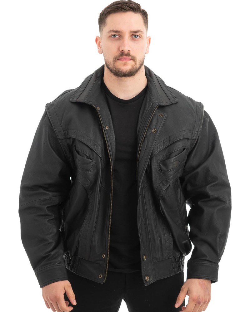  Γνήσιο Ανδρικό Δερμάτινο Μπουφάν - Z454