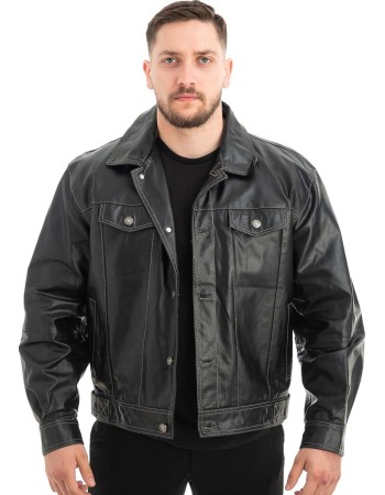  Γνήσιο Ανδρικό Δερμάτινο Μπουφάν - Z457