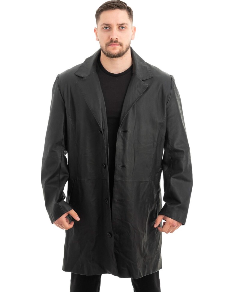 Γνήσιο Ανδρικό Δερμάτινο Παλτό - Z466