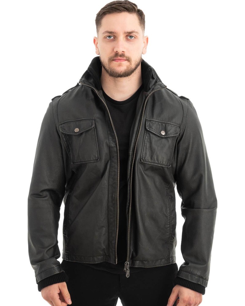  Γνήσιο Ανδρικό Δερμάτινο Μπουφάν - Z469