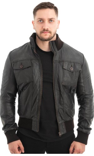  Γνήσιο Ανδρικό Δερμάτινο Μπουφάν - Z475