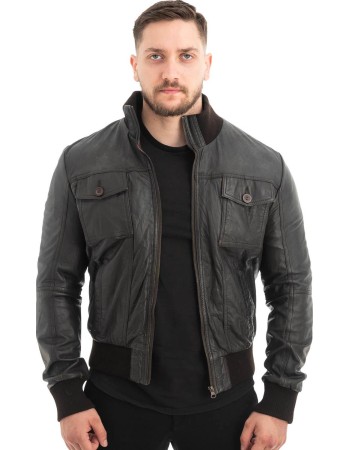  Γνήσιο Ανδρικό Δερμάτινο Μπουφάν - Z475