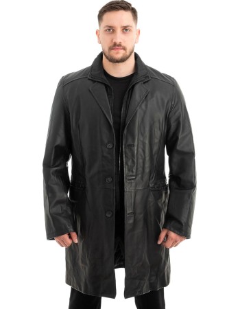Γνήσιο Ανδρικό Δερμάτινο Παλτό - Z487