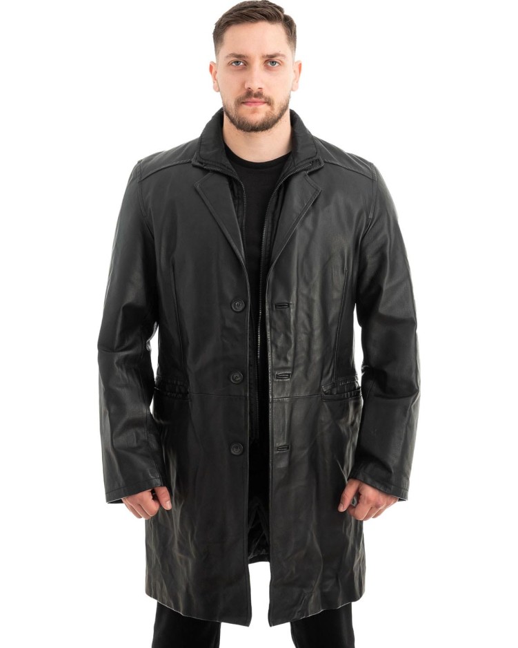 Γνήσιο Ανδρικό Δερμάτινο Παλτό - Z487