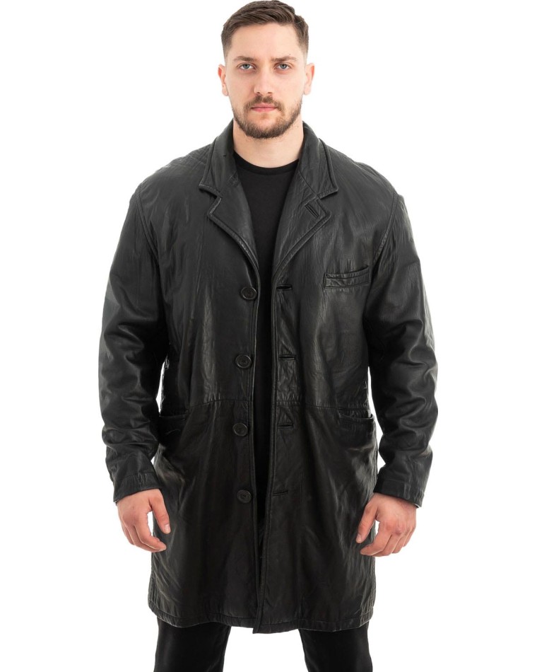 Γνήσιο Ανδρικό Δερμάτινο Παλτό - Z500
