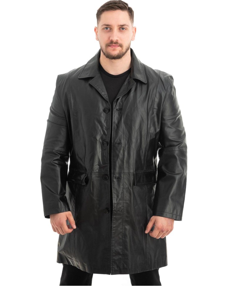 Γνήσιο Ανδρικό Δερμάτινο Παλτό - Z508