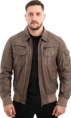  Γνήσιο Ανδρικό Δερμάτινο Μπουφάν - Z519