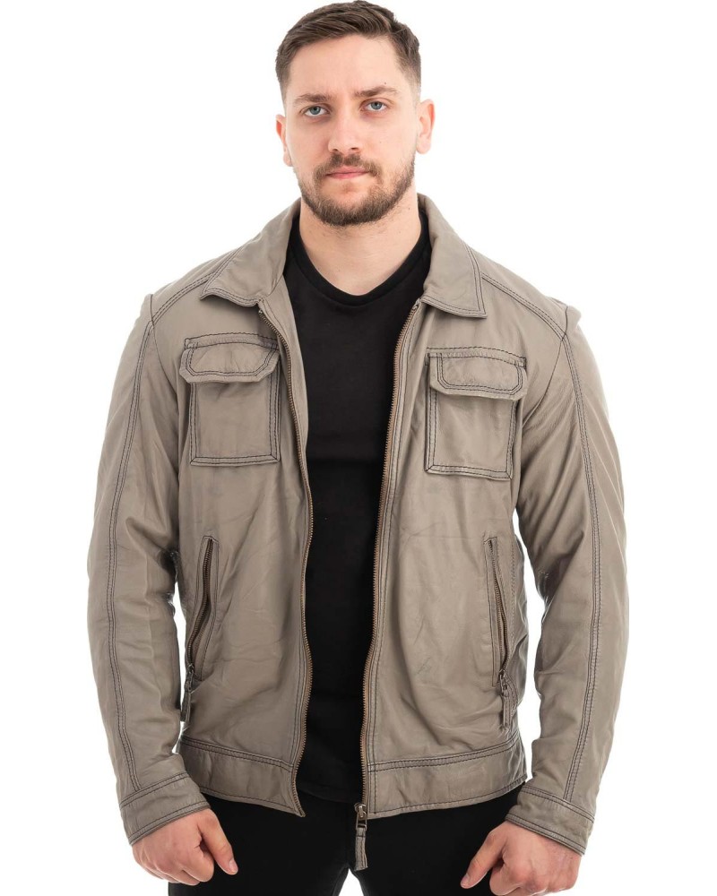  Γνήσιο Ανδρικό Δερμάτινο Μπουφάν - Z530