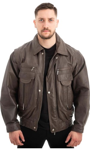  Γνήσιο Ανδρικό Δερμάτινο Μπουφάν - Z535