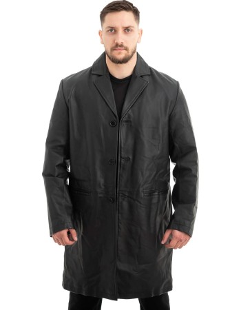Γνήσιο Ανδρικό Δερμάτινο Παλτό - Z552