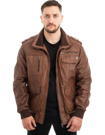  Γνήσιο Ανδρικό Δερμάτινο Μπουφάν - Z567