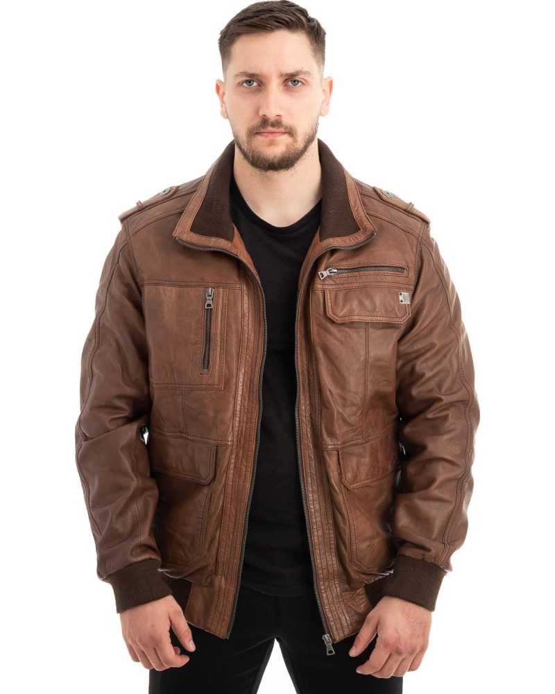  Γνήσιο Ανδρικό Δερμάτινο Μπουφάν - Z567