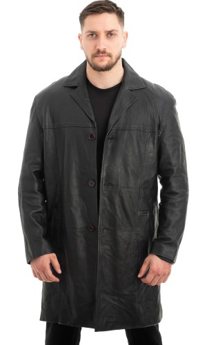 Γνήσιο Ανδρικό Δερμάτινο Παλτό - Z575