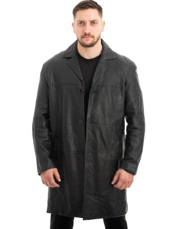 Γνήσιο Ανδρικό Δερμάτινο Παλτό - Z575