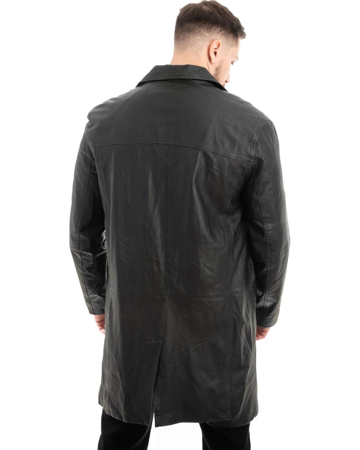 Γνήσιο Ανδρικό Δερμάτινο Παλτό - Z575