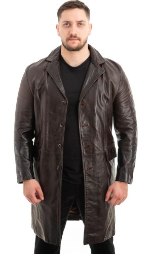 Γνήσιο Ανδρικό Δερμάτινο Παλτό - Z576