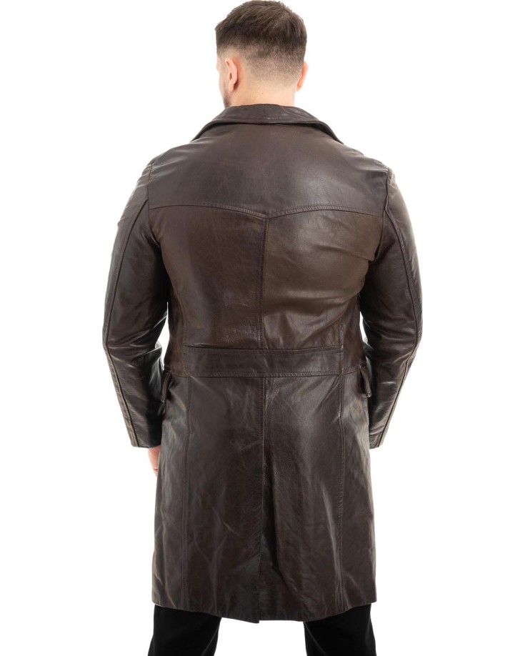 Γνήσιο Ανδρικό Δερμάτινο Παλτό - Z576