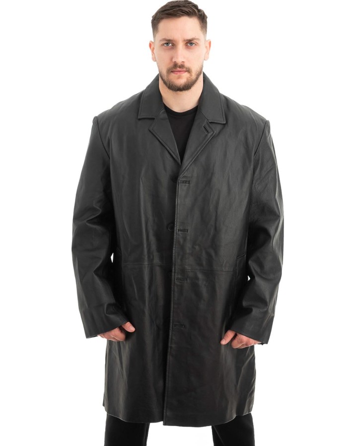 Γνήσιο Ανδρικό Δερμάτινο Παλτό - Z577