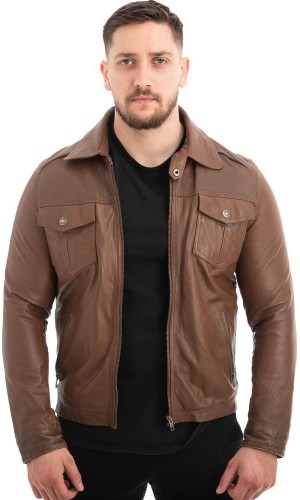 Γνήσιο Ανδρικό Δερμάτινο Μπουφάν - Z586