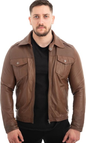  Γνήσιο Ανδρικό Δερμάτινο Μπουφάν - Z586