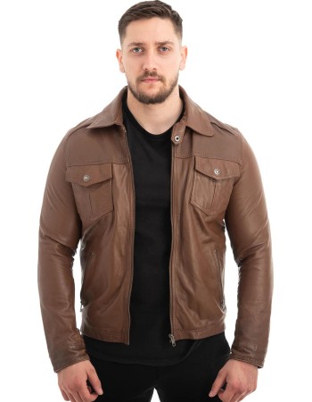  Γνήσιο Ανδρικό Δερμάτινο Μπουφάν - Z586